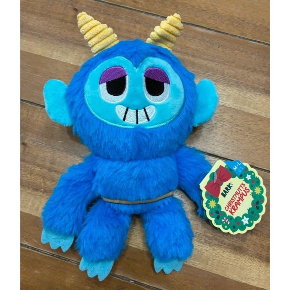BARK Christmas Krampus Blue Monster Dog Toy Plush M-L